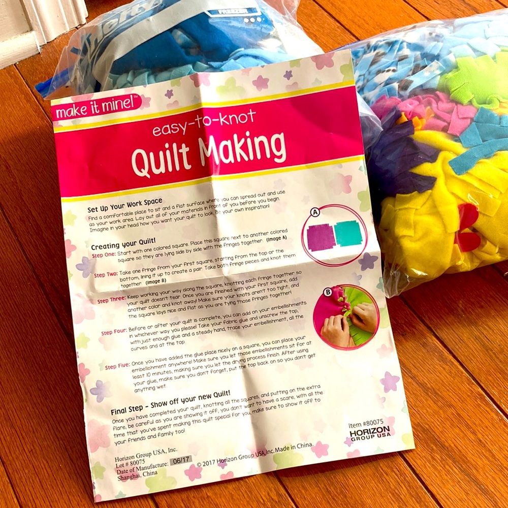 2 bags of easy to knot quilt. These are brand new squares which I have not used.